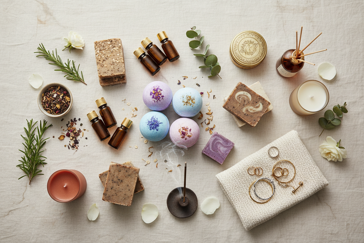 We stock a range of gifts, bath bombs, handcrafted soaps, essential oils and aromatherapy products, bags, jewellery, incense, home fragrance, artisin tea and much much more. 